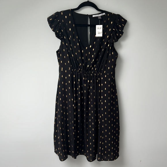 NWT A Pea in the Pod maternity size large black & gold dress with cap sleeves - Picture 2 of 10